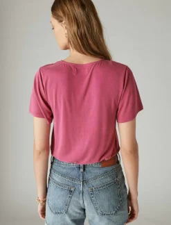Lucky Brand sandwash surplice top red violet*WOMEN Knit Tops