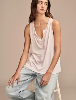 Lucky Brand sandwash v neck tank shell pink*WOMEN Knit Tops