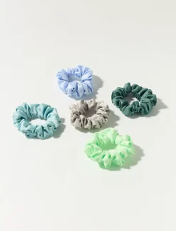 Lucky Brand satin scrunchie 5 pk medium dark blue*WOMEN Hair Accessories