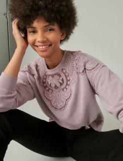Lucky Brand schiffley cutwork pullover dawn pink*WOMEN Activewear