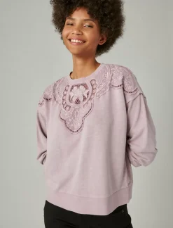 Lucky Brand schiffley cutwork pullover dawn pink*WOMEN Activewear