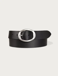 Lucky Brand sculpted center bar buckle leather belt black*WOMEN Belts