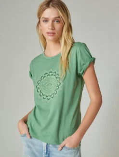 Lucky Brand seed beaded eye classic crew comfrey*WOMEN Graphic Tees