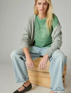 Lucky Brand seed beaded eye classic crew comfrey*WOMEN Graphic Tees