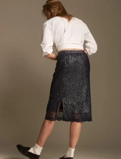 Lucky Brand sequin lace midi skirt dark navy*WOMEN Skirts