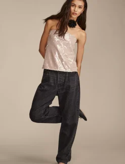 Lucky Brand sequin tube top blush*WOMEN Knit Tops
