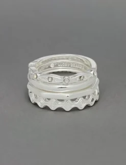 Lucky Brand shine pave ring stack silver*WOMEN Jewelry
