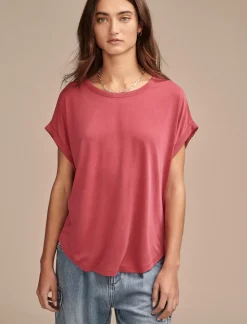 Lucky Brand short sleeve sandwash dolman tee red bud*WOMEN Knit Tops