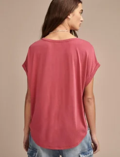 Lucky Brand short sleeve sandwash dolman tee red bud*WOMEN Knit Tops