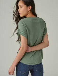 Lucky Brand short sleeve sandwash dolman tee loden green*WOMEN Knit Tops