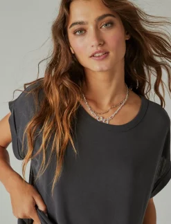Lucky Brand short sleeve sandwash dolman tee 001 lucky black*WOMEN Knit Tops