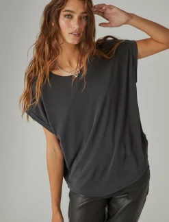 Lucky Brand short sleeve sandwash dolman tee 001 lucky black*WOMEN Knit Tops
