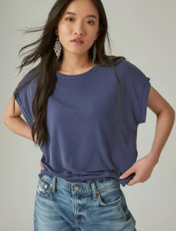 Lucky Brand short sleeve sandwash dolman tee navy*WOMEN Knit Tops