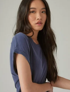 Lucky Brand short sleeve sandwash dolman tee navy*WOMEN Knit Tops