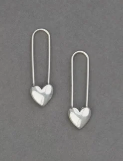 Lucky Brand safety pin heart earrings silver*WOMEN Jewelry