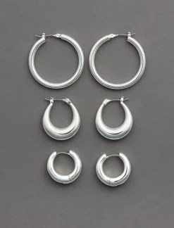 Lucky Brand trio hoop set silver*WOMEN Jewelry