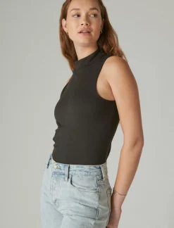 Lucky Brand sleeveless mock neck top jet black*WOMEN Knit Tops