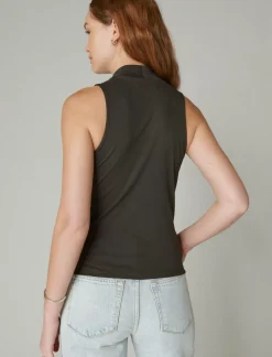 Lucky Brand sleeveless mock neck top jet black*WOMEN Knit Tops