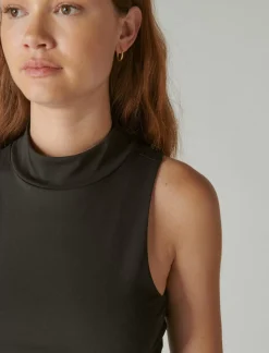 Lucky Brand sleeveless mock neck top jet black*WOMEN Knit Tops