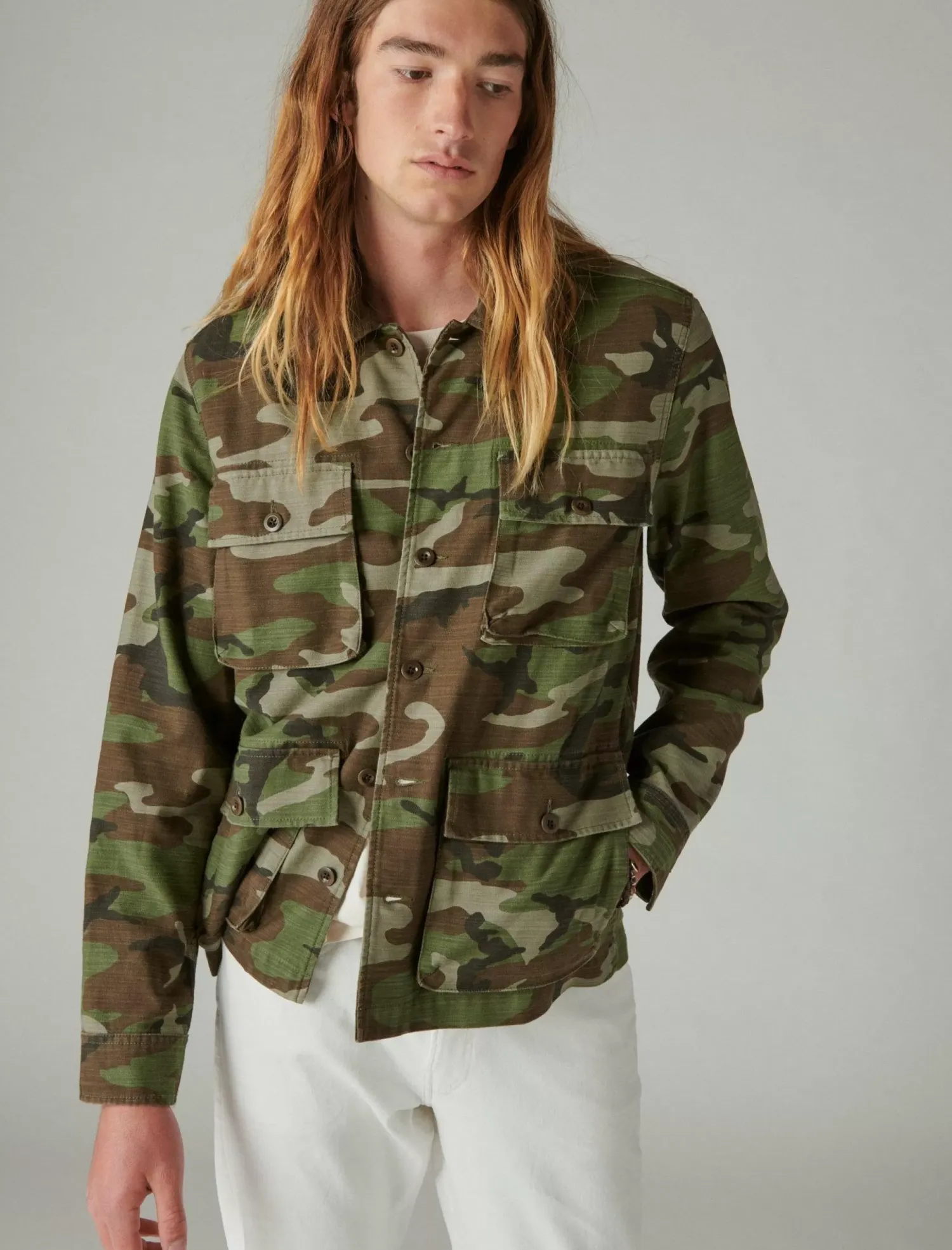 Lucky Brand slub twill military jacket camo (army colors)*MEN Jackets & Outerwear