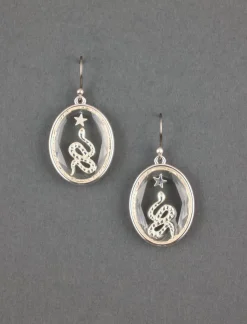 Lucky Brand snake inlay glass earring silver*WOMEN Jewelry