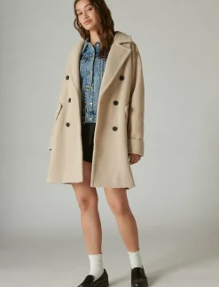Lucky Brand solid double-breasted coat taupe*WOMEN Jackets & Outerwear