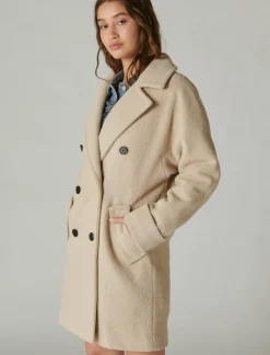 Lucky Brand solid double-breasted coat taupe*WOMEN Jackets & Outerwear