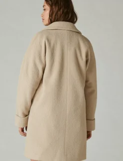 Lucky Brand solid double-breasted coat taupe*WOMEN Jackets & Outerwear