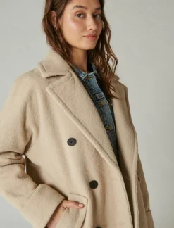 Lucky Brand solid double-breasted coat taupe*WOMEN Jackets & Outerwear