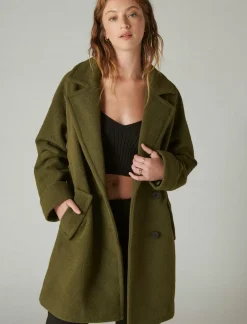 Lucky Brand solid double-breasted coat olive*WOMEN Jackets & Outerwear