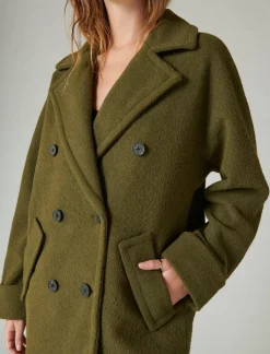 Lucky Brand solid double-breasted coat olive*WOMEN Jackets & Outerwear