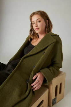 Lucky Brand solid double-breasted coat olive*WOMEN Jackets & Outerwear