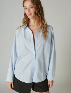 Lucky Brand solid oversized seamed shirt light blue*WOMEN Blouses