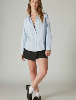 Lucky Brand solid oversized seamed shirt light blue*WOMEN Blouses