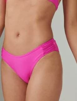 Lucky Brand solid ruched bottom dark pink*WOMEN Swim