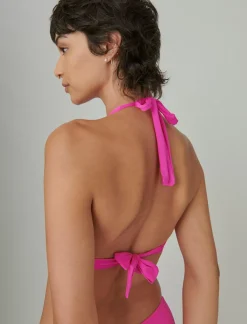 Lucky Brand solid triangle bikini top dark pink*WOMEN Swim