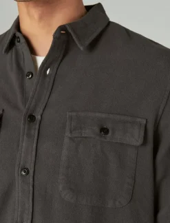 Lucky Brand solid utility cloud soft long sleeve flannel phantom*MEN Button-Downs