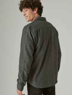 Lucky Brand solid utility cloud soft long sleeve flannel charcoal heather*MEN Button-Downs