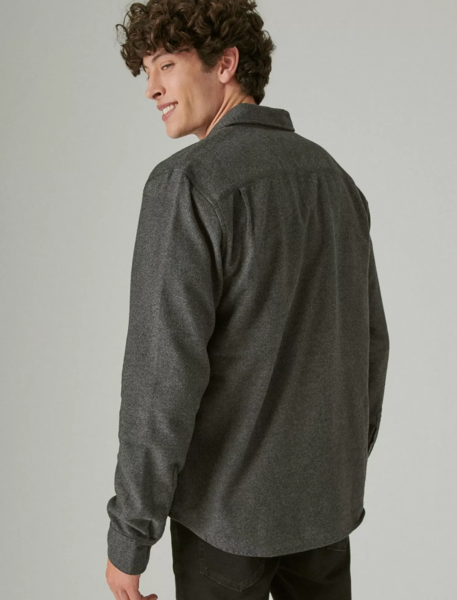 Lucky Brand solid utility cloud soft long sleeve flannel charcoal heather*MEN Button-Downs