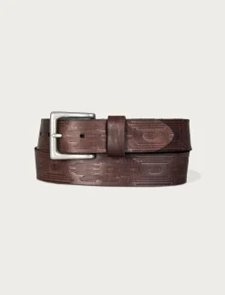 Lucky Brand southwest embossed leather belt dark brown*MEN Belts