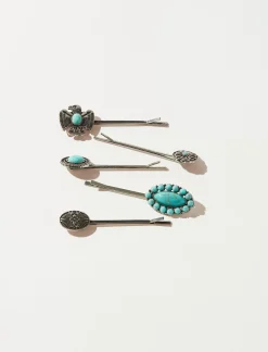 Lucky Brand southwest turquoise barrette set silver*WOMEN Hair Accessories