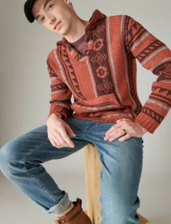 Lucky Brand southwestern print baja sweater apple butter combo*MEN Sweaters