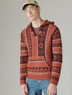 Lucky Brand southwestern print baja sweater apple butter combo*MEN Sweaters