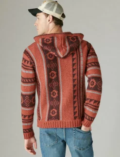 Lucky Brand southwestern print baja sweater apple butter combo*MEN Sweaters
