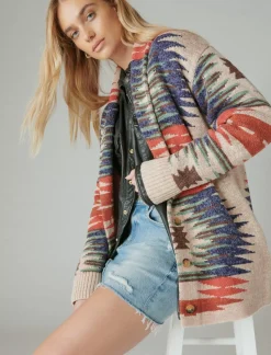 Lucky Brand southwestern sweater cardigan neutral multi combo*WOMEN Sweaters & Sweatshirts