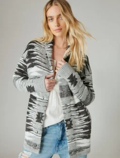 Lucky Brand southwestern sweater cardigan med heath grey combo*WOMEN Sweaters & Sweatshirts