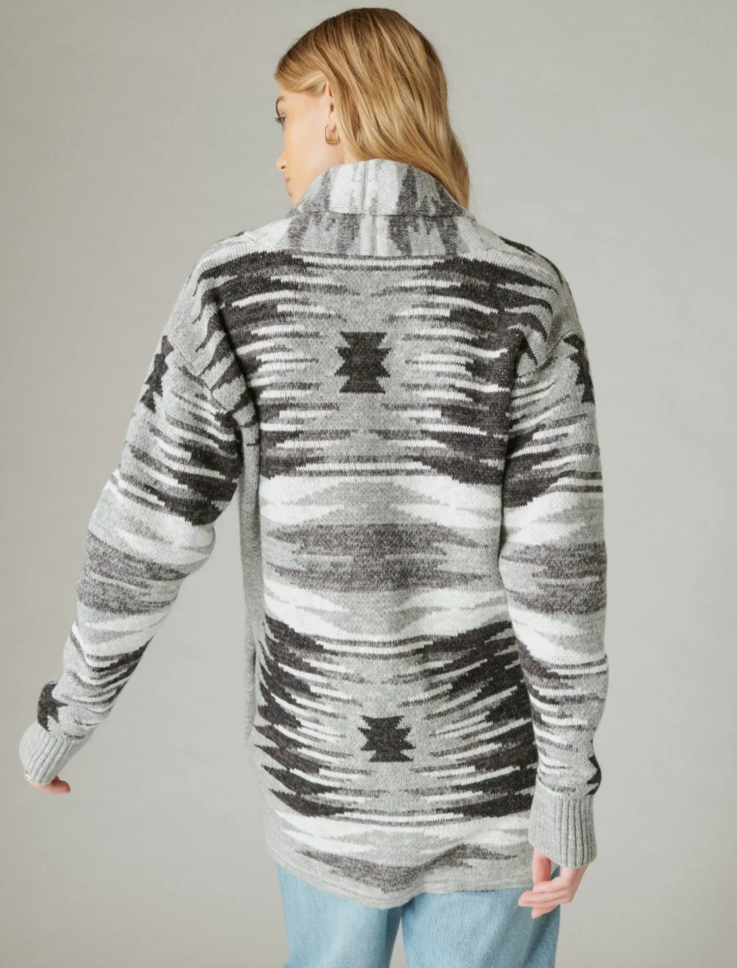 Lucky Brand southwestern sweater cardigan med heath grey combo*WOMEN Sweaters & Sweatshirts