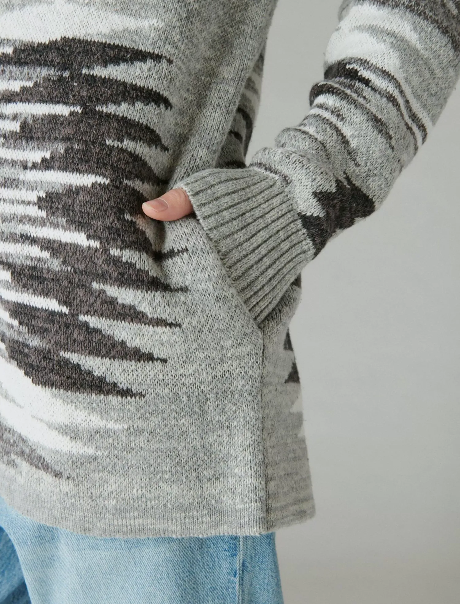 Lucky Brand southwestern sweater cardigan med heath grey combo*WOMEN Sweaters & Sweatshirts
