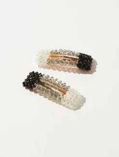 Lucky Brand sparkle & shine beaded barrette set black*WOMEN Hair Accessories