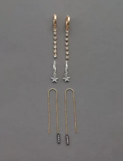 Lucky Brand sparkle star hoop set two tone*WOMEN Jewelry